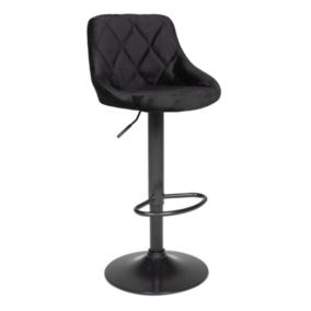 Tabouret de bar en velours noir ROBIN - Happy Garden