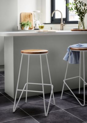Tabouret de bar GoodHome Maloux blanc