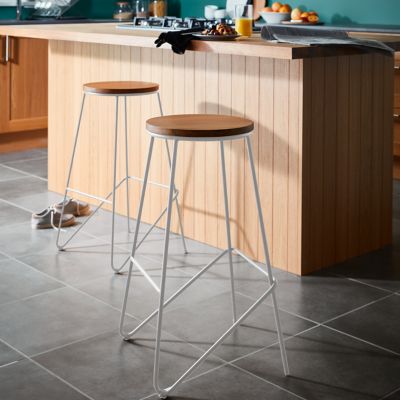 Tabouret de bar GoodHome Maloux blanc