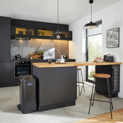 Tabouret de bar GoodHome Maloux noir