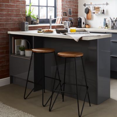 Tabouret de bar GoodHome Maloux noir