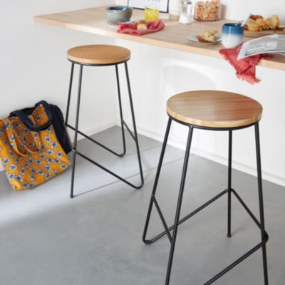 Tabouret de bar GoodHome Maloux noir