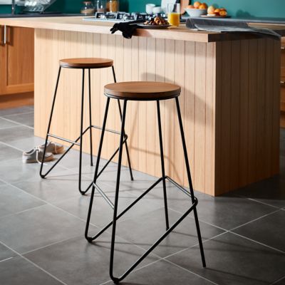 Tabouret de bar GoodHome Maloux noir