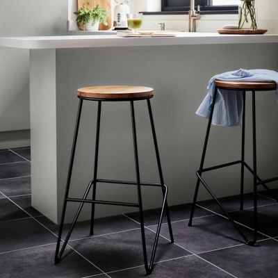 Tabouret de bar GoodHome Maloux noir