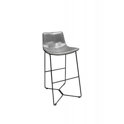 Tabouret de bar gris en simili - STEEVE