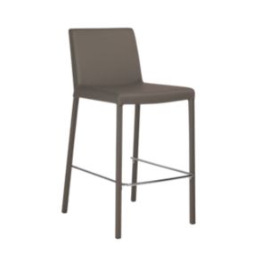 Tabouret de bar JIMMY hauteur plan de travail en vinyle marron