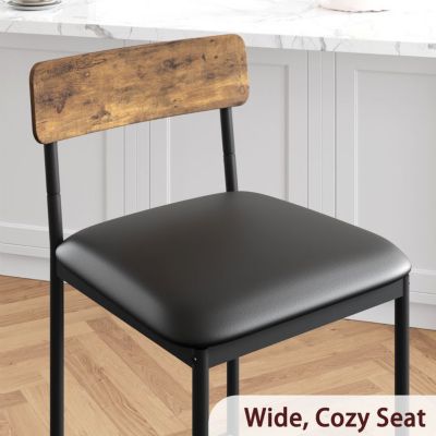 Tabouret de Bar - Lot de 6 - Style Industriel - Dossier - Siège 95 cm - Marron Rustique et Noir