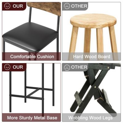 Tabouret de Bar - Lot de 6 - Style Industriel - Dossier - Siège 95 cm - Marron Rustique et Noir