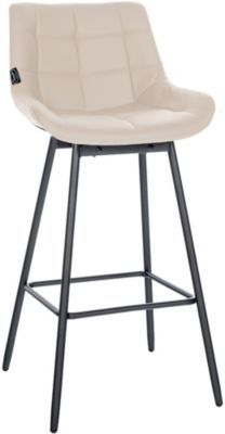 Tabouret de bar pivotant Weston pivotant à 90 degrés, réglage, assise rembourrée, structure métallique Crème/Similicuir