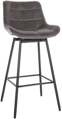 Tabouret de bar pivotant Weston pivotant à 90 degrés, réglage, assise rembourrée, structure métallique Gris/Velours