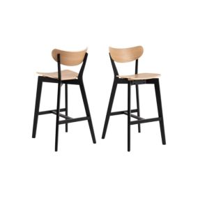 Tabouret de bar scandinave en bois (lot de 2) - LETA