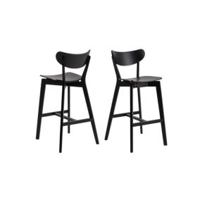 Tabouret de bar scandinave en bois (lot de 2) - LETA