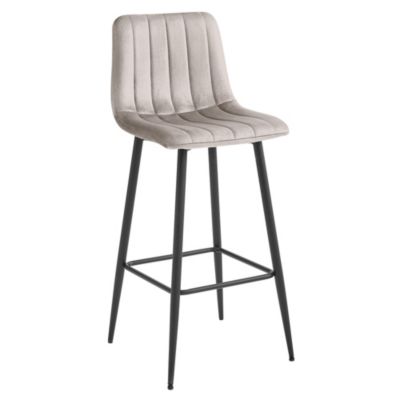 Tabouret de bar VALORA POZZA - Velours beige foncé avec pieds noirs x 3