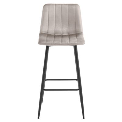 Tabouret de bar VALORA POZZA - Velours beige foncé avec pieds noirs x 3