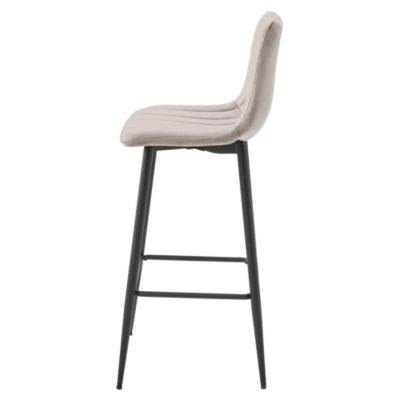 Tabouret de bar VALORA POZZA - Velours beige foncé avec pieds noirs x 3