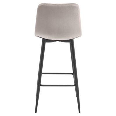 Tabouret de bar VALORA POZZA - Velours beige foncé avec pieds noirs x 3