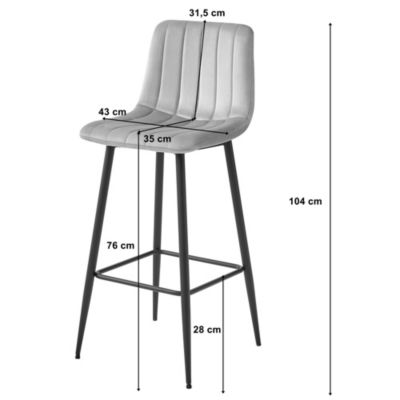 Tabouret de bar VALORA POZZA - Velours beige foncé avec pieds noirs x 3