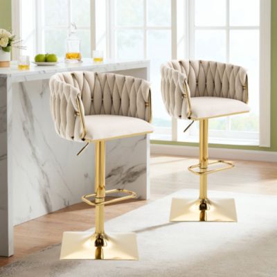 Tabouret de bar vintage avec dossier et repose-pieds, hauteur comptoir, pour cuisine ou salon