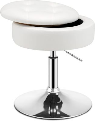 Tabouret de Coiffeuse Capitonné Pouf de Rangement d appoint Chaise de Maquillage Pivotante à 360 degrés