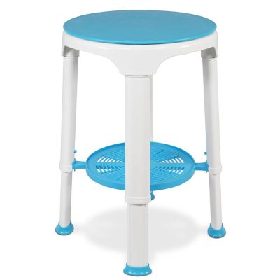 Tabouret de Douche Aidapt VB511RT - Rond avec siège Rotatif et étagère de Rangement. Pieds antidérapants, Plastique léger