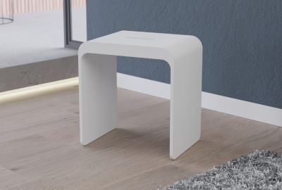 Tabouret de Douche antidérapant, Chaise Salle de Bain Fonte minérale - Blanc Mat - 43x30x43cm - Max 120kg, Waterproof - PB4006