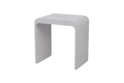 Tabouret de Douche antidérapant, Chaise Salle de Bain Fonte minérale - Blanc Mat - 43x30x43cm - Max 120kg, Waterproof - PB4006