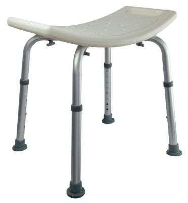 Tabouret de douche avec poignées, hauteur réglable, blanc, Godonnier