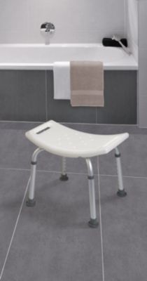Tabouret de douche avec poignées, hauteur réglable, blanc, Godonnier