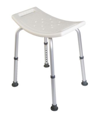 Tabouret de douche avec poignées, hauteur réglable, blanc, Godonnier