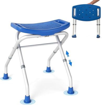 Tabouret de Douche, Banc de Douche avec Poignées, Charge 150 kg, pour Personnes Âgées, Handicapées, Enceintes, Bleu