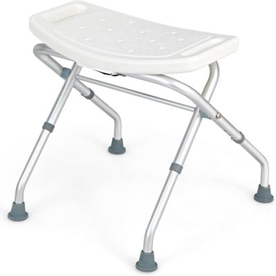 Tabouret de Douche Banc de Douche avec Poignées Hauteur Réglable à 3 Niveaux Chaise de Douche Pliable