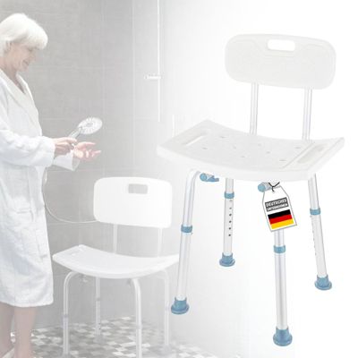 Tabouret de douche Jonah Réglable en hauteur avec dossier 34 x 36 x 75,5 cm