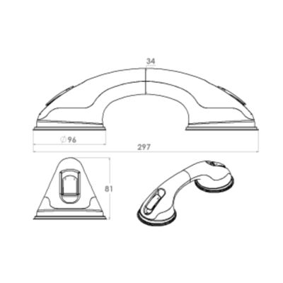 Tabouret de douche PMR PELLET Essentiel rond hauteur réglable + Barre à ventouse de maintien PMR PELLET 30 cm