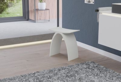 Tabouret de douche Siège baignoire antidérapant, Chaise salle de bain waterproof fonte minérale, 43x23,5cm, PB4001