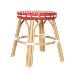 Tabouret de jardin en aluminium et rotin synthétique blanc et rouge  Oviala