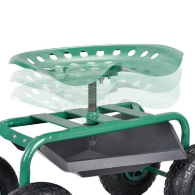 Siège Roulant De Jardin Avec Étagère – Tabouret Mobile Ergonomique Vert/Noir Kadax