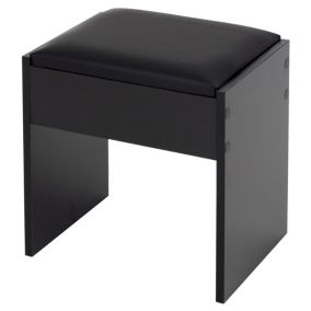 Tabouret de maquillage chaise table à cosmétiques pouf en bois noir avec coussin