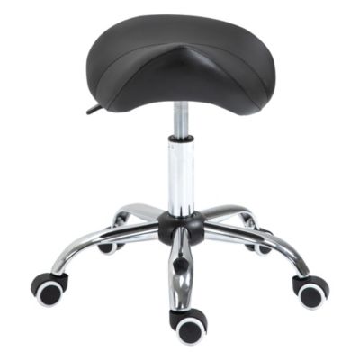Tabouret de massage tabouret selle ergonomique pivotant hauteur réglable revêtement synthétique noir chromé