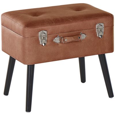 Tabouret de rangement MALLARD Cuir PU Marron doré