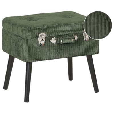 Tabouret de rangement MALLARD Velours côtelé Vert foncé