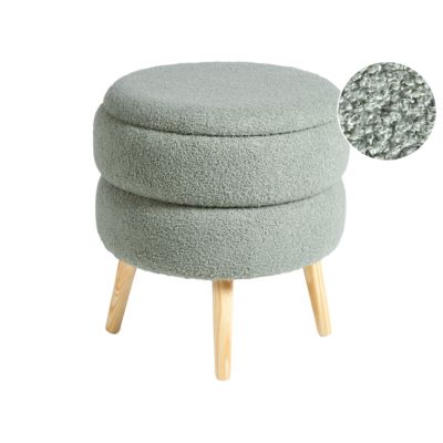 Tabouret de rangement OKATON Bouclé Vert