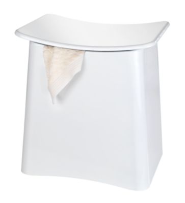 Tabouret de salle de bain avec panier à linge intégré en plastique blanc Wing Wenko