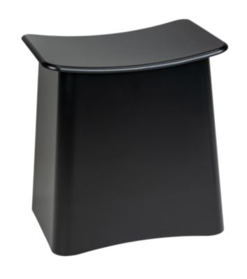 Tabouret de salle de bain avec panier à linge intégré en plastique noir Wing Wenko