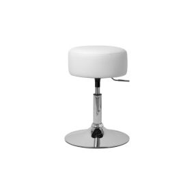 Tabouret de travail blanc ronde synthétique réglable en hauteur 52-65 cm