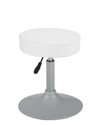 Tabouret de travail simili cuir rond rembourré , pivotant, hauteur réglable YU (blanc gris)