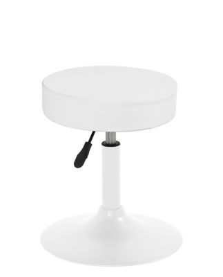 Tabouret de travail simili cuir rond rembourré , pivotant, hauteur réglable YU (blanc)