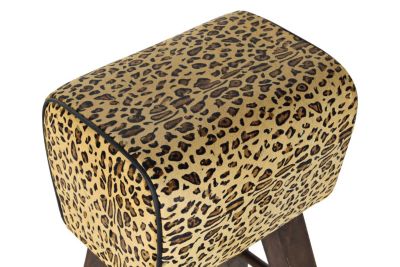 Tabouret en bois à motif léopard marron, 43 x 35 x 75 cm