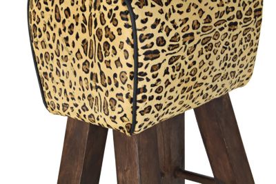 Tabouret en bois à motif léopard marron, 43 x 35 x 75 cm