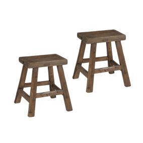 Tabouret en bois recyclé (lot de 2) - SAGARO