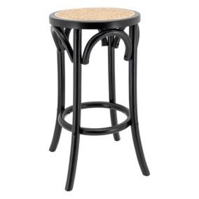 Tabouret en bouleau et cannage rotin